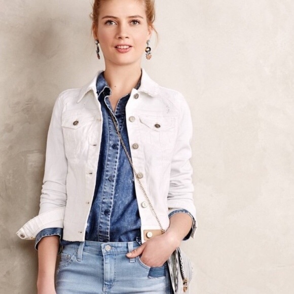 pilcro white denim jacket